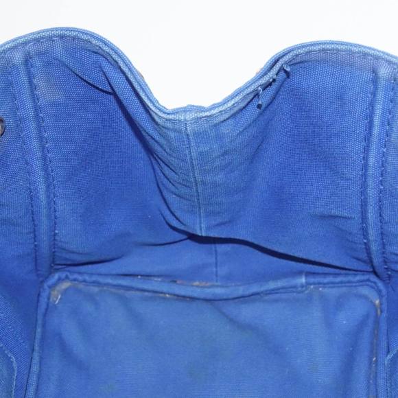 PRADA Canapa MM Hand Bag Canvas Blue Gold Auth 101425 - Picture 11 of 16